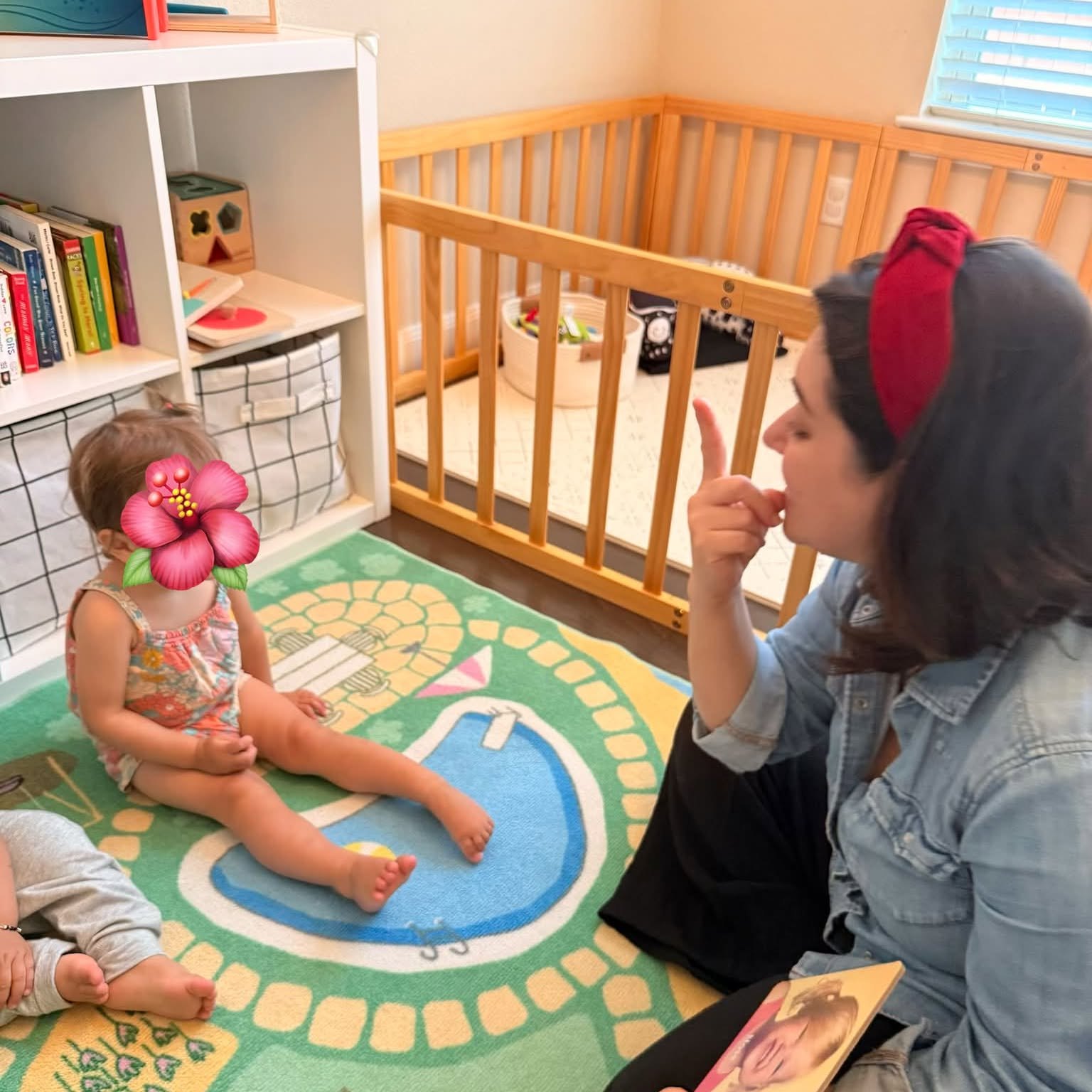 Story time in the playroom