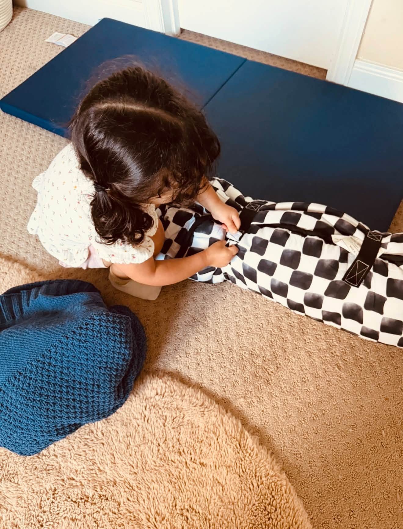 Playing on the soft mats