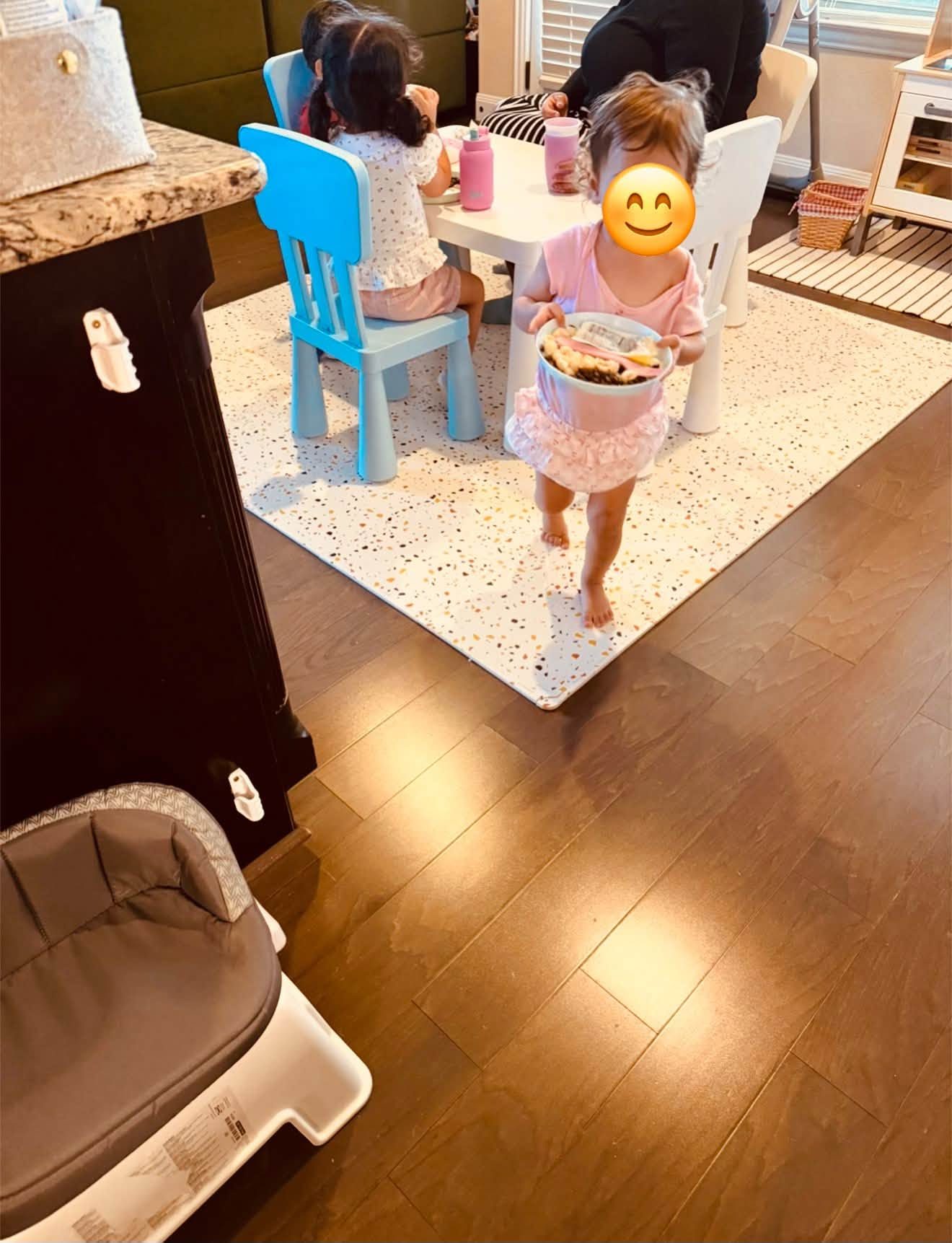 Carrying a snack bowl to the table